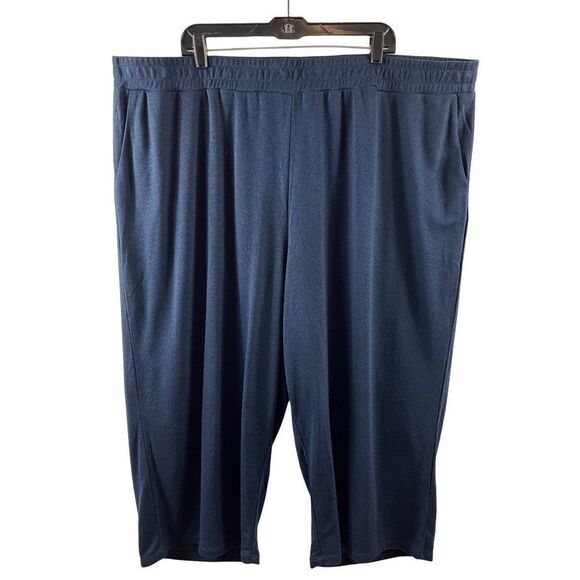 Eloquii Terry Cloth Cropped Wide Leg Lounge Pants Size 26/28 Navy Blue Rayon - Picture 1 of 7